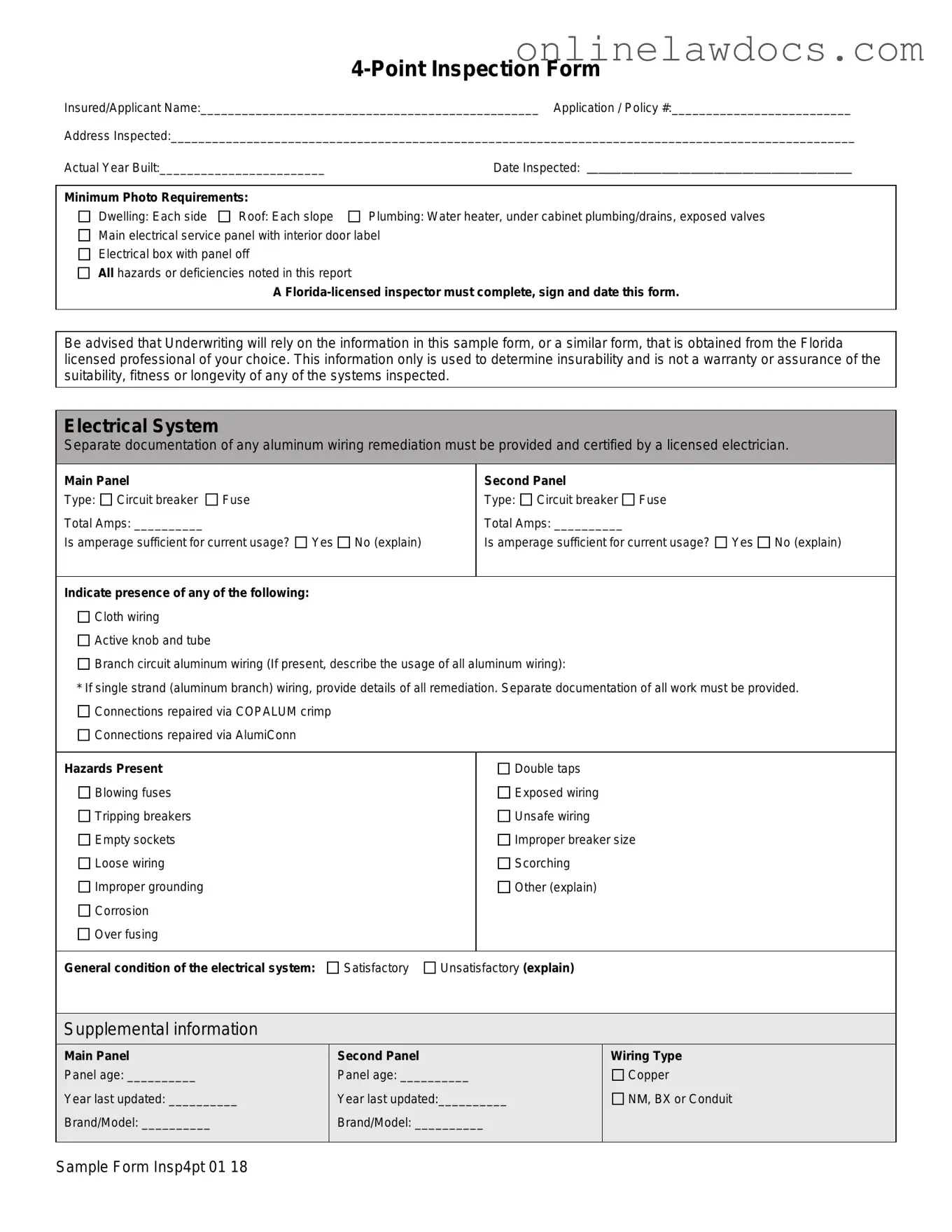 Fill a Valid 4 Point Inspection Form