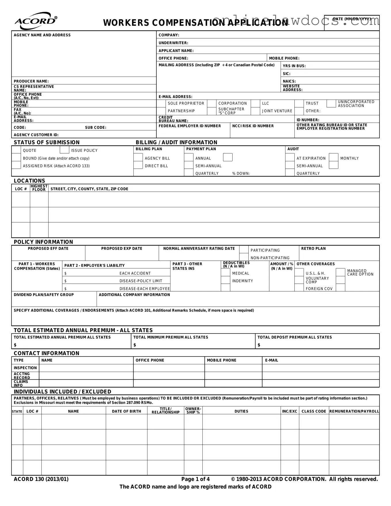 Fill a Valid Acord 130 Form