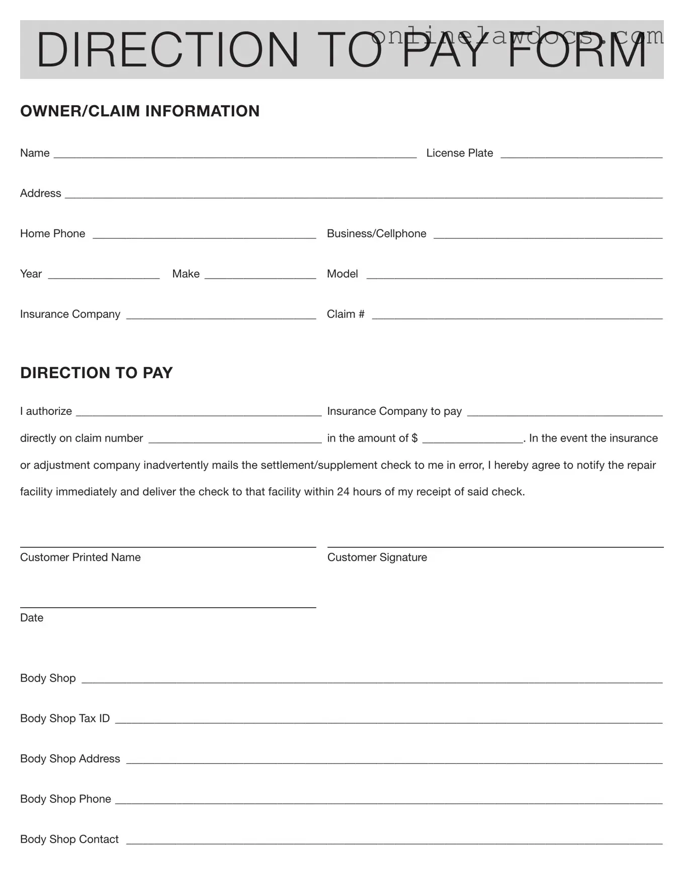 Fill a Valid Authorization And Direction Pay Form