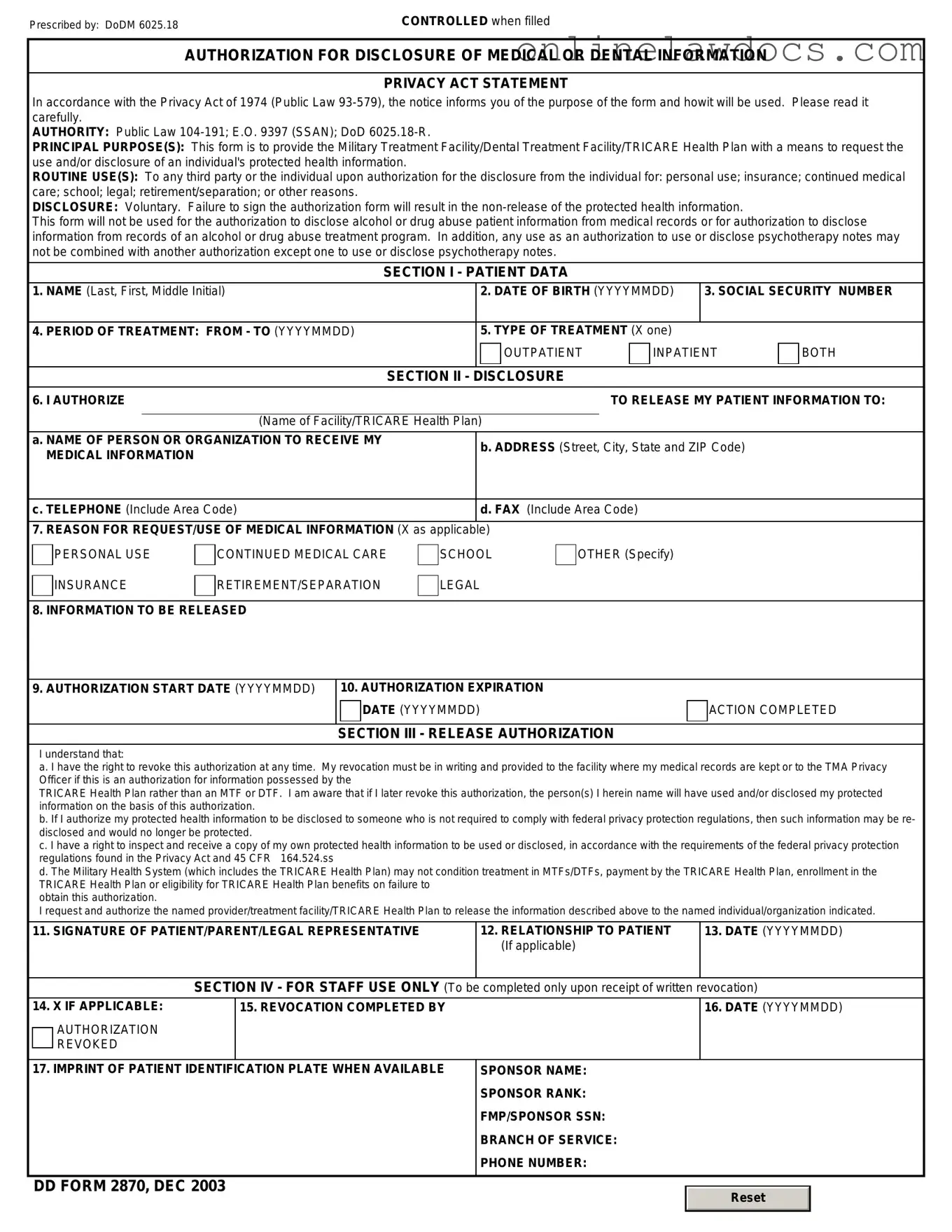 Fill a Valid DD 2870 Form