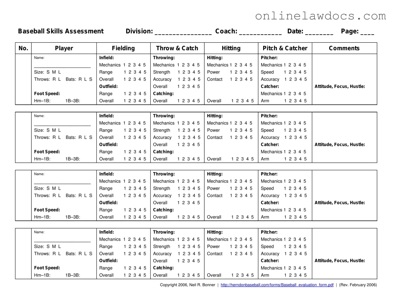 Fill a Valid Baseball Assessment Form