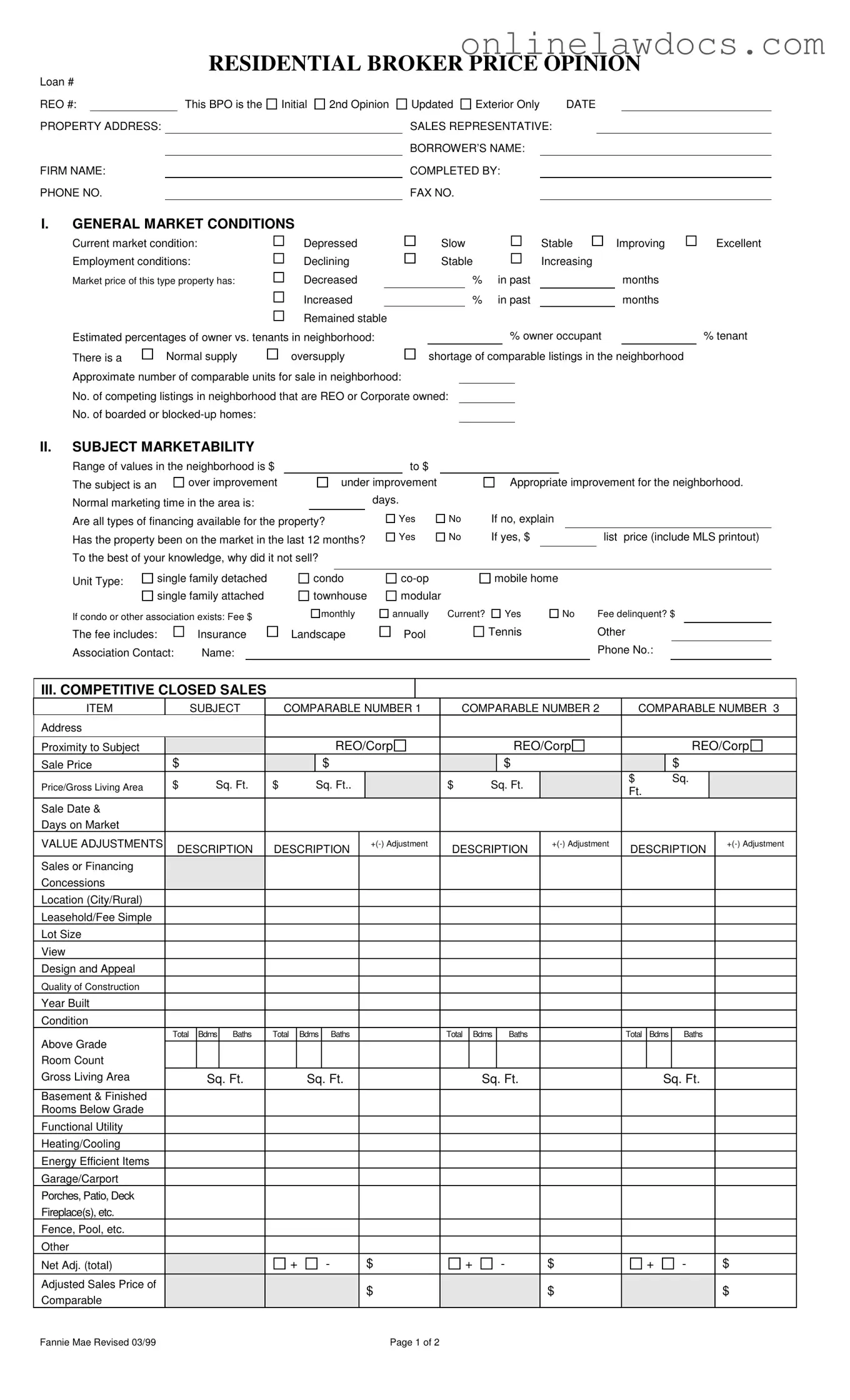 Fill a Valid Broker Price Opinion Form