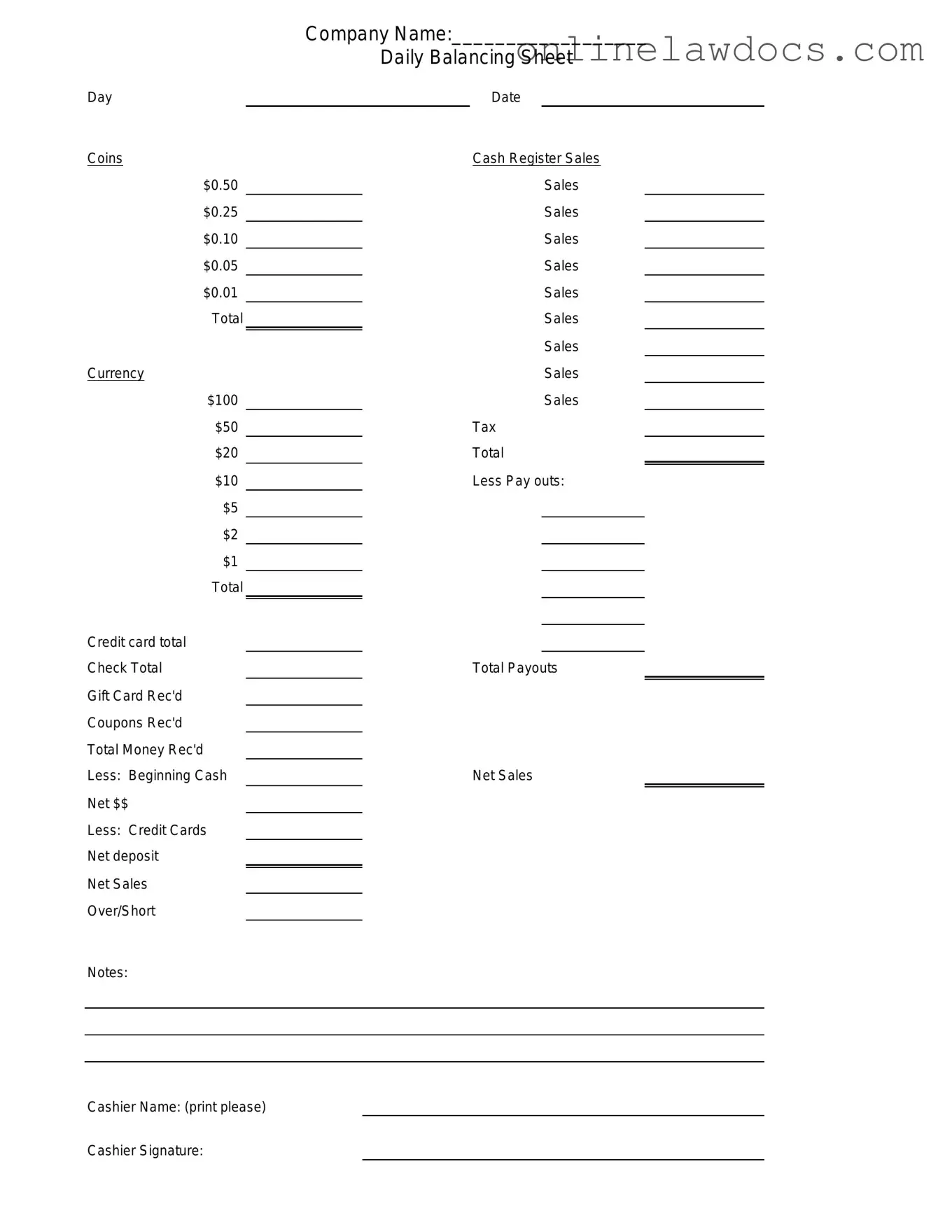 Fill a Valid Cash Drawer Count Sheet Form