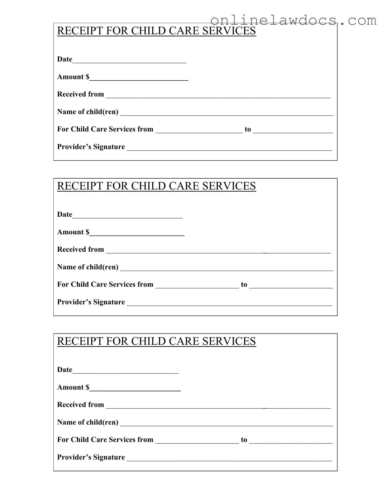 Fill a Valid Childcare Receipt Form