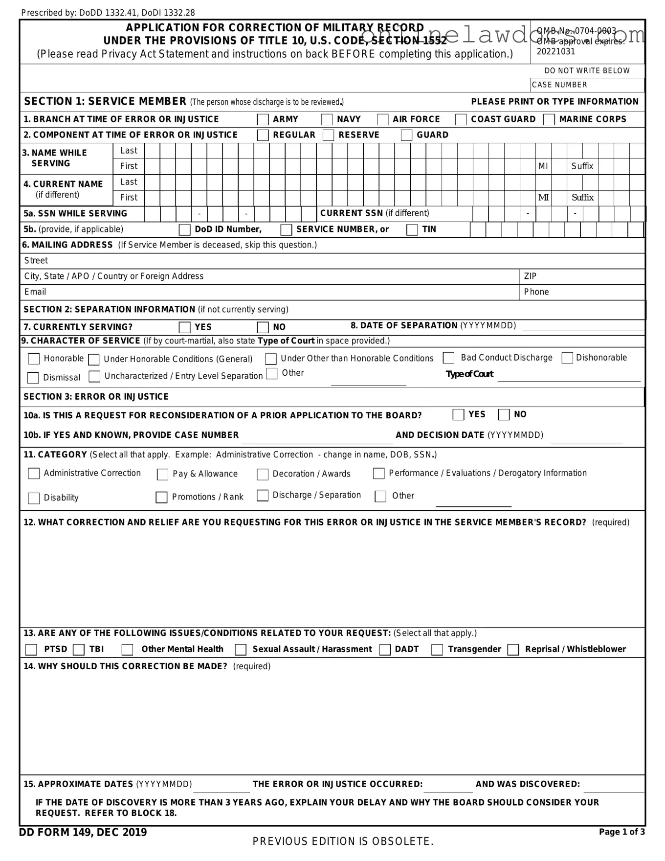 Fill a Valid DD 149 Form