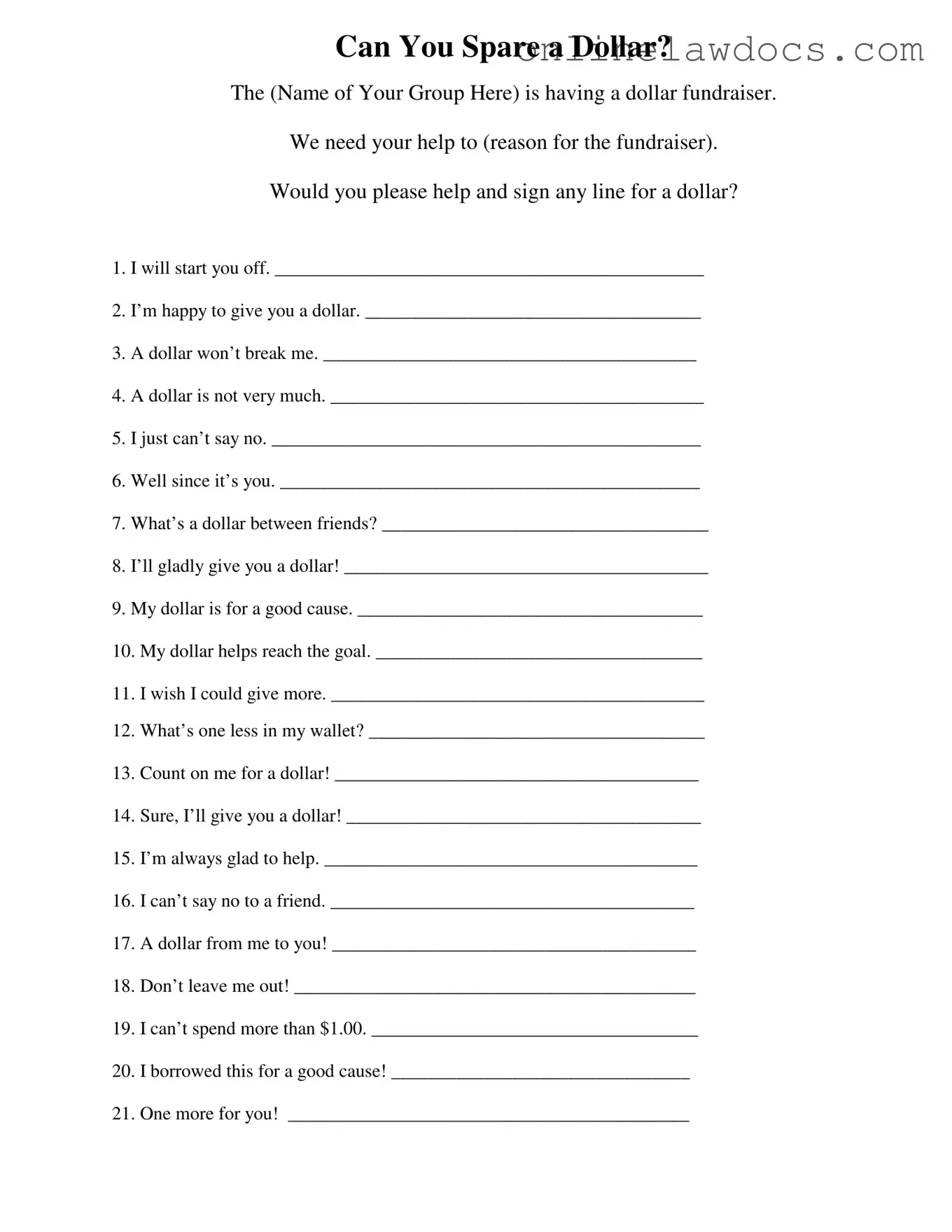 Fill a Valid Donated A Dollar Form