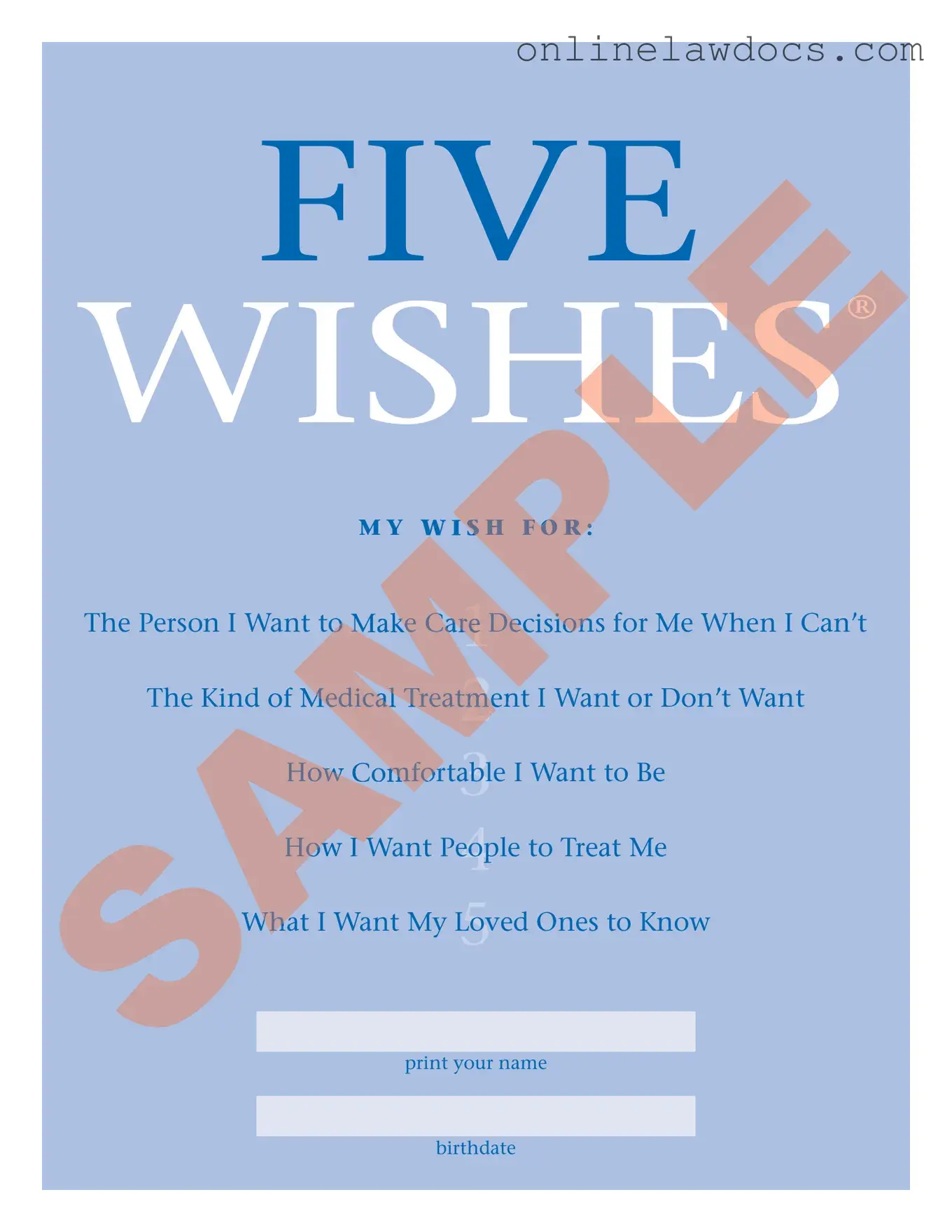 Fill a Valid 5 Wishes Document Form