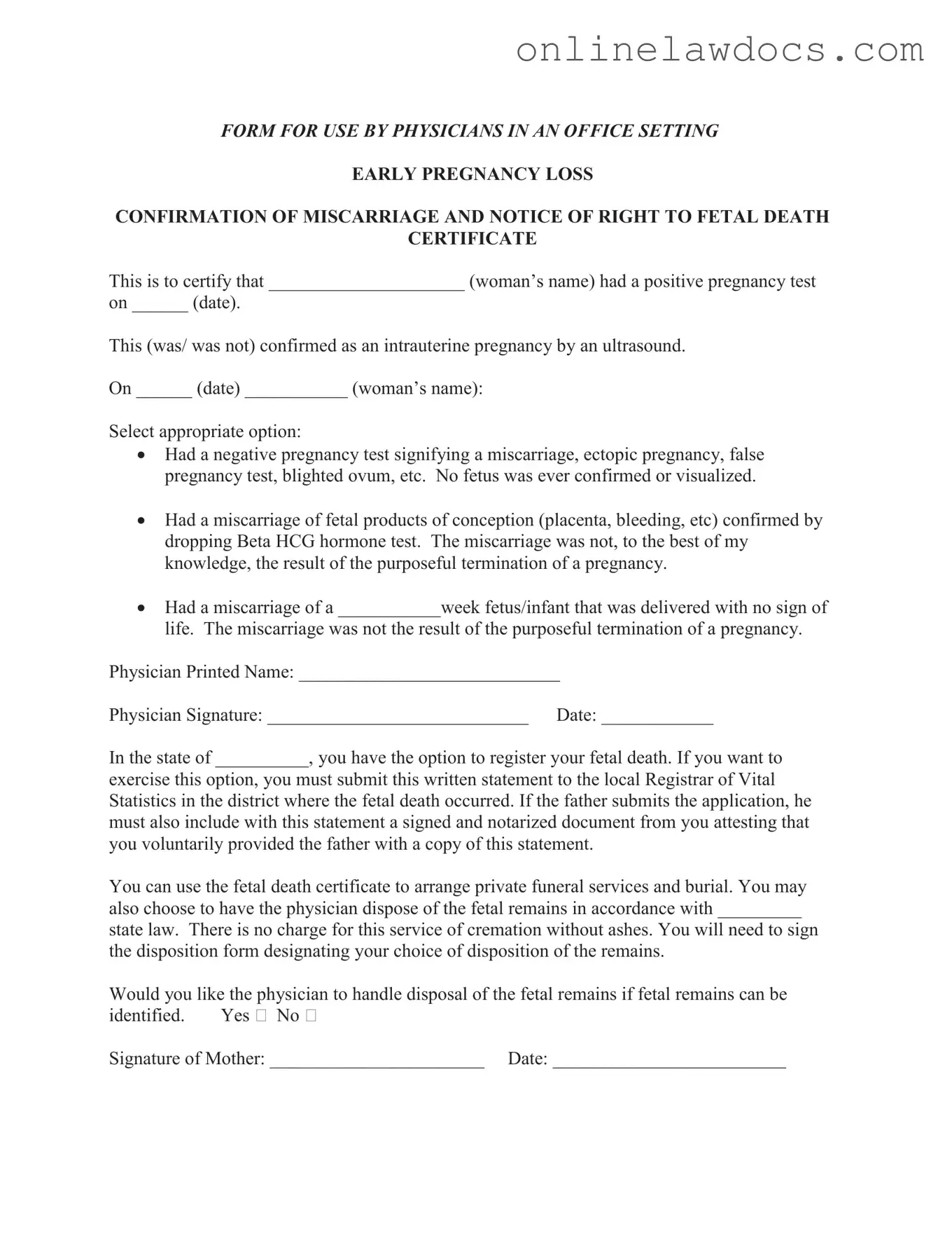 Fill a Valid Miscarriage Discharge Paper Form