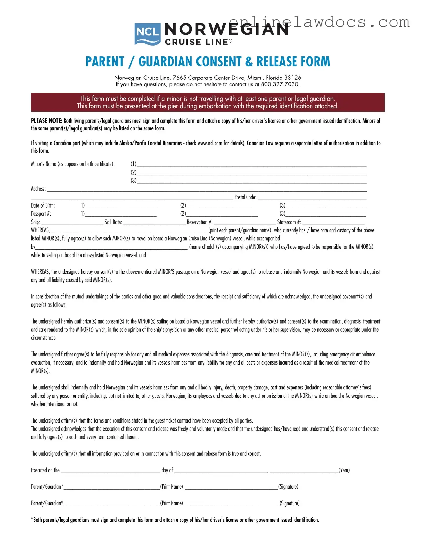 Fill a Valid NCL Parental Consent Form
