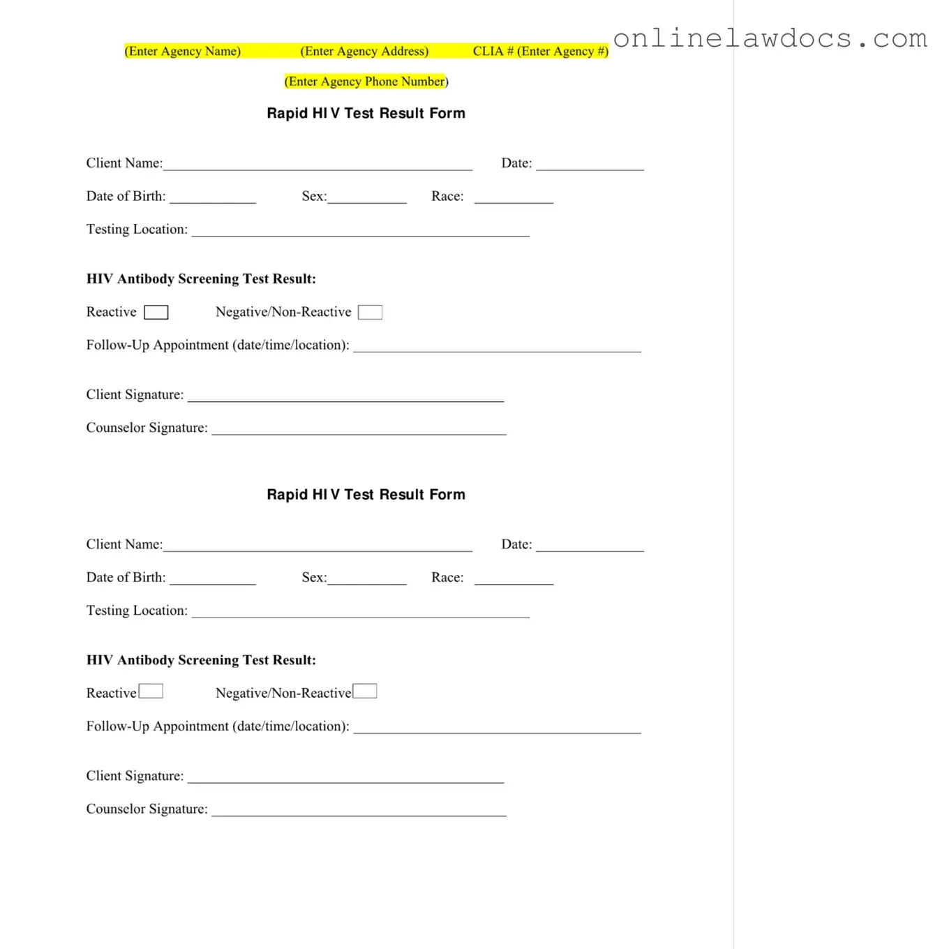Fill a Valid Negative Hiv Test Form