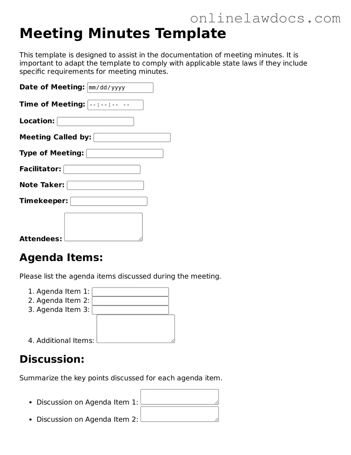 Free Meeting Minutes Document