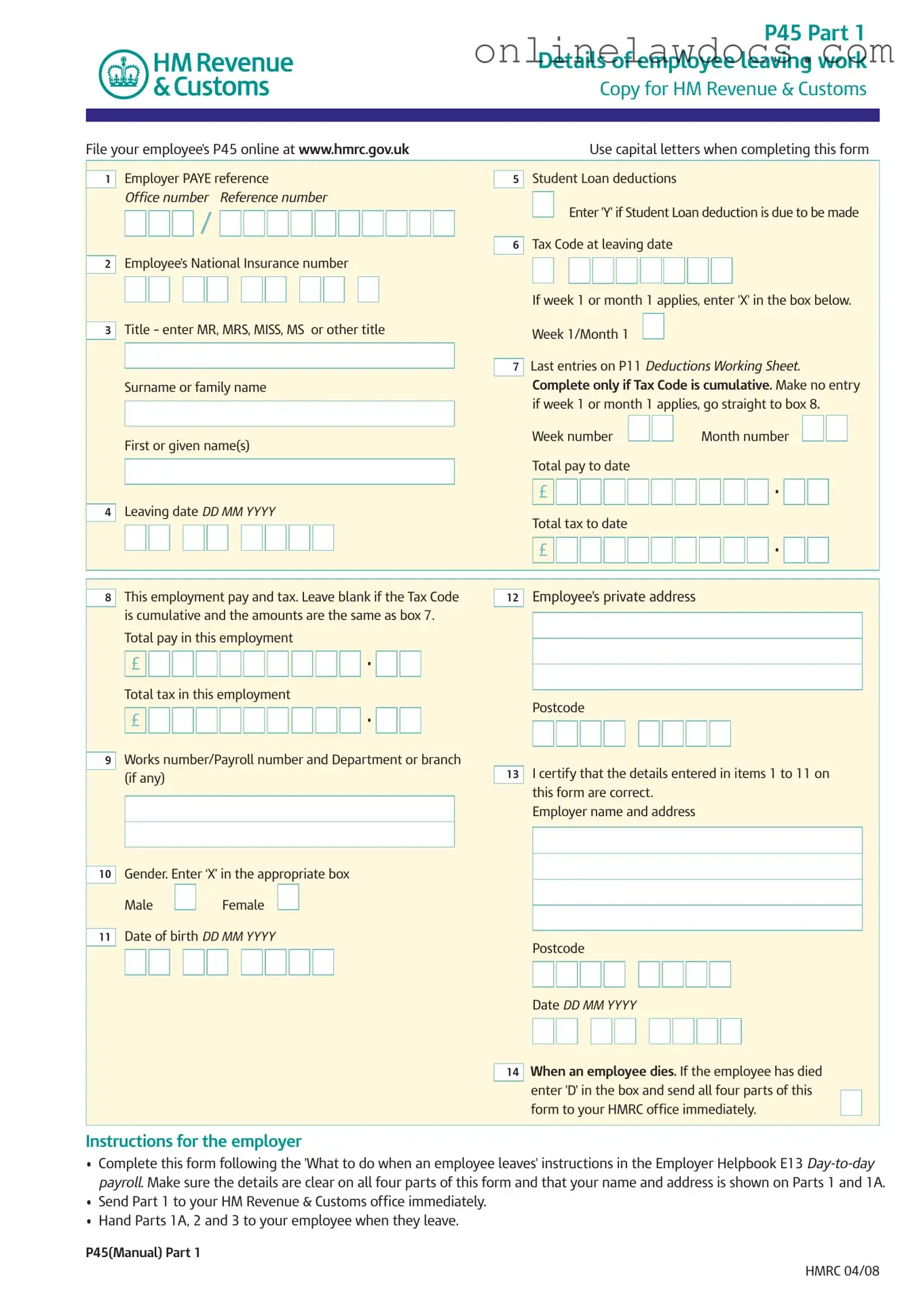 Fill a Valid P 45 It Form