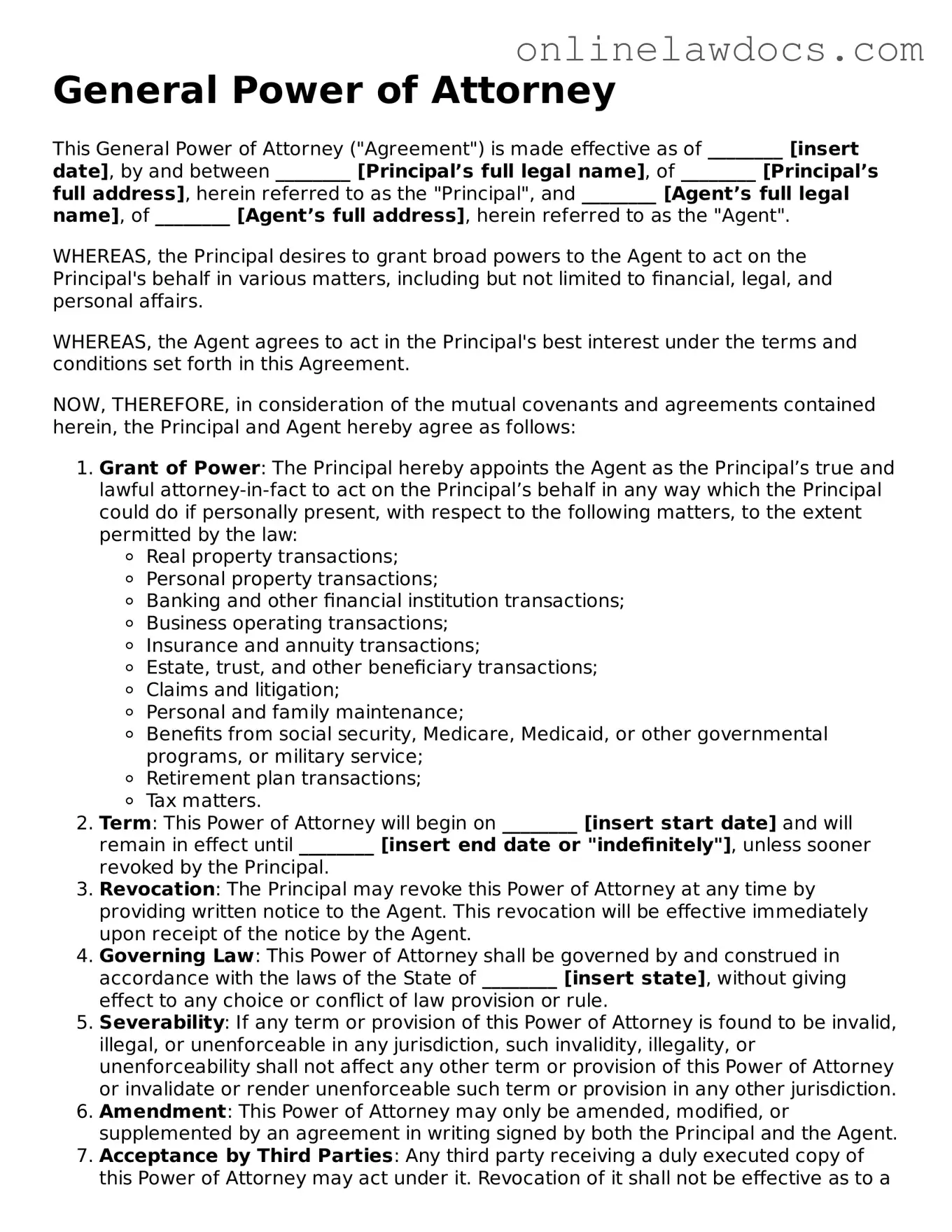Free Power of Attorney Document