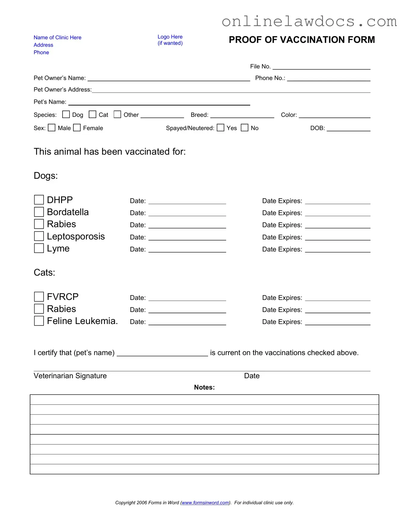 Fill a Valid Proof Of Vaccination Dog Form