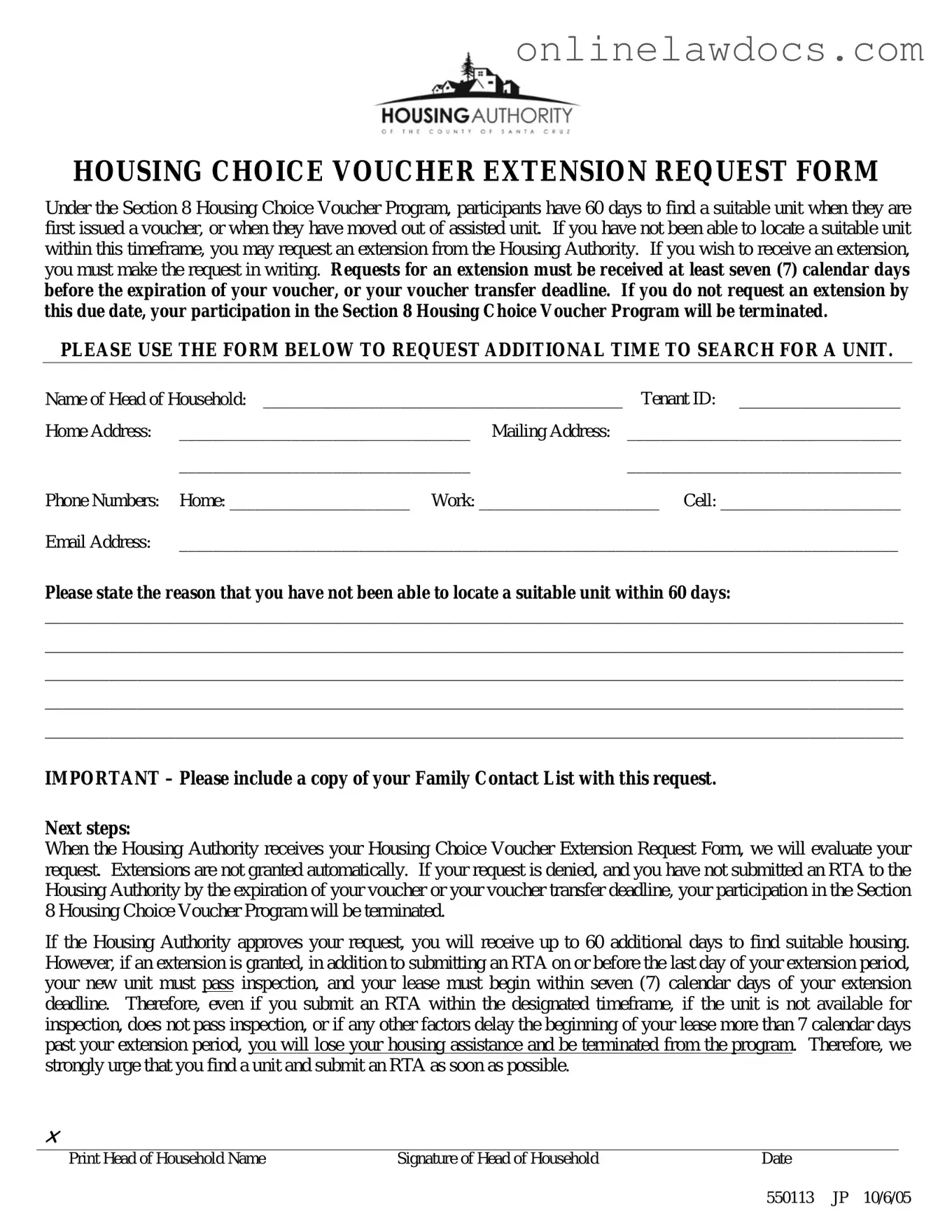 Fill a Valid Section 8 Voucher Extension Form