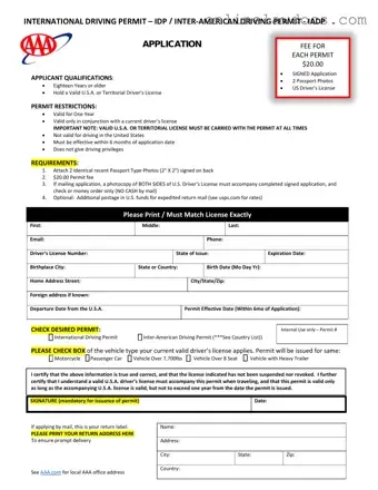 Fill a Valid Aaa International Driving Permit Application Form