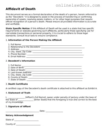 Free Affidavit of Death Document