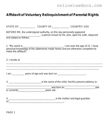 Fill a Valid Affidavit Parental Rights Form