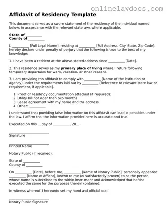 Free Affidavit of Residency Document