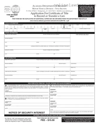 Fill a Valid Alabama Mvt 20 1 Form