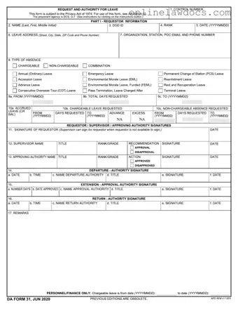 Fill a Valid Da 31 Form