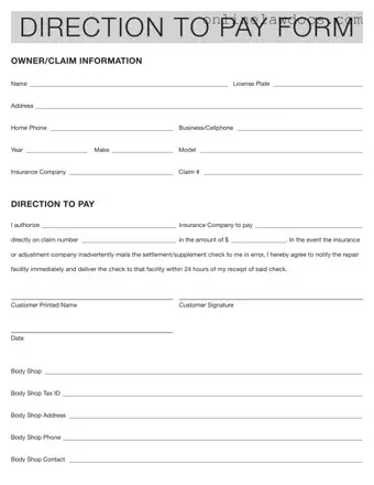 Fill a Valid Authorization And Direction Pay Form