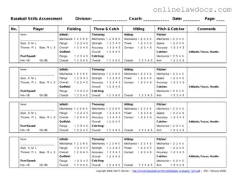 Fill a Valid Baseball Assessment Form
