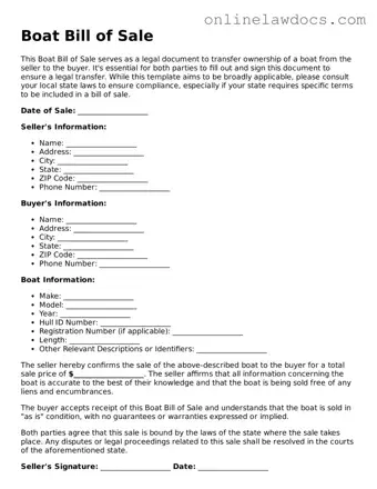 Free Boat Bill of Sale Document
