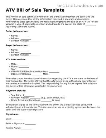 Free ATV Bill of Sale Document