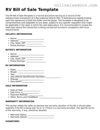 Free RV Bill of Sale Document