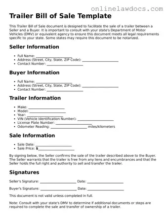 Free Trailer Bill of Sale Document