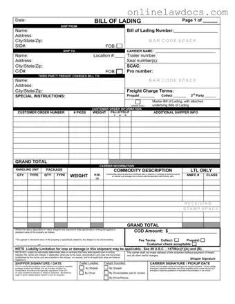 Fill a Valid Bill of Lading with a Supplement Form
