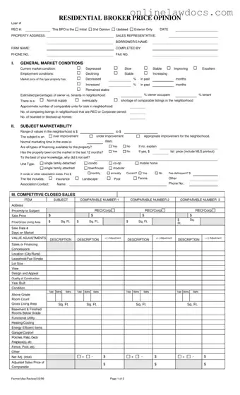 Fill a Valid Broker Price Opinion Form