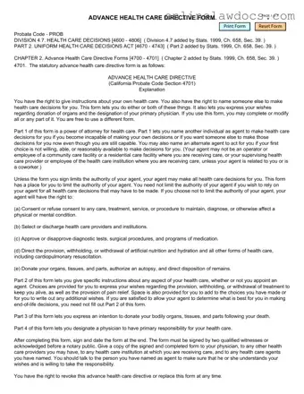 Fill a Valid California Advanced Health Care Directive Form