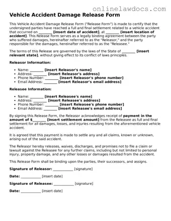 Free Vehicle Accident Damage Release Document