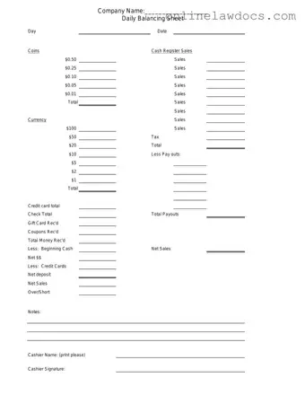 Fill a Valid Cash Drawer Count Sheet Form