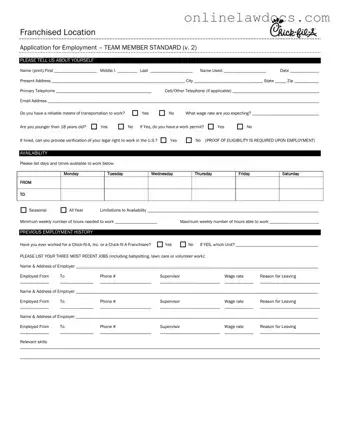 Fill a Valid Chick Fil A Job Application Form