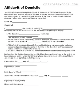 Free Affidavit of Domicile Document