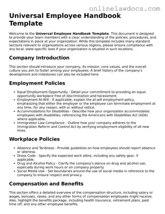 Free Employee Handbook Document