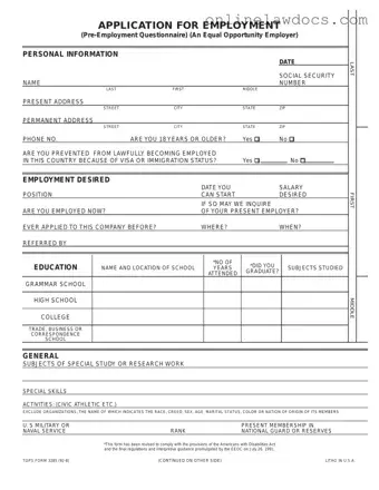 Fill a Valid Employment Application Pdf Form