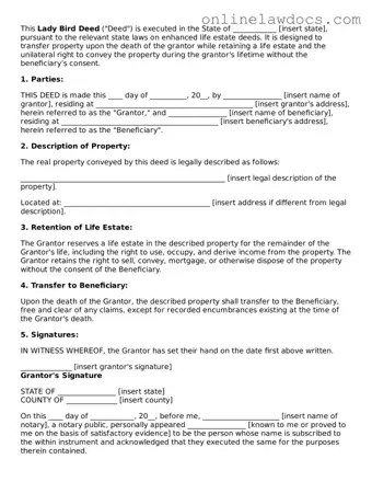 Free Lady Bird Deed Document