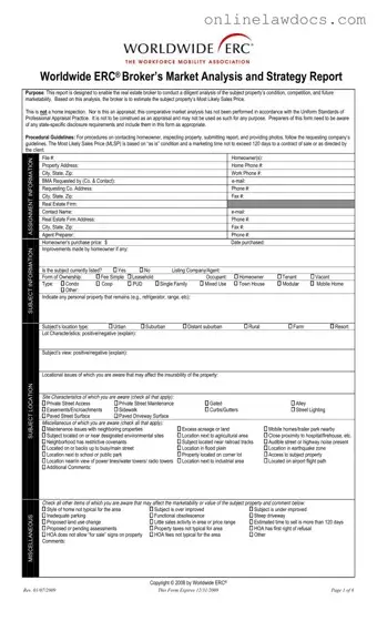 Fill a Valid Erc Broker Market Analysis Form