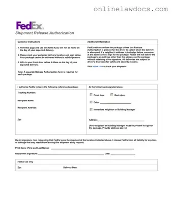 Fill a Valid Fedex Release Form