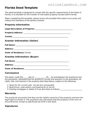 Legal  Deed Document for Florida