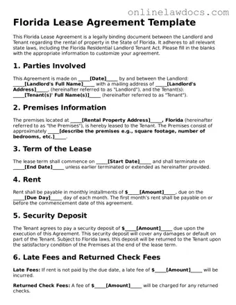 Legal  Lease Agreement Document for Florida