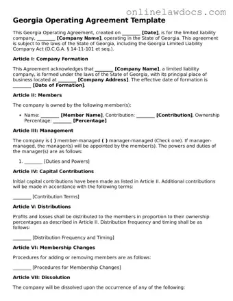 Legal  Operating Agreement Document for Georgia
