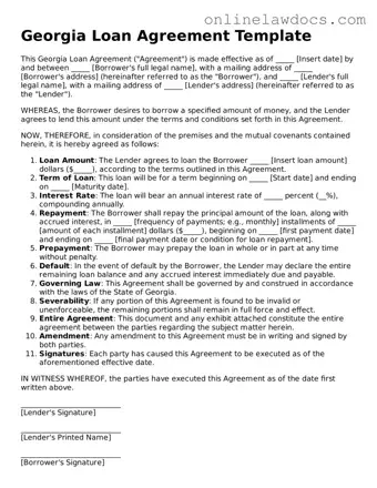 Legal  Loan Agreement Document for Georgia