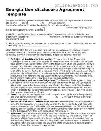 Legal  Non-disclosure Agreement Document for Georgia