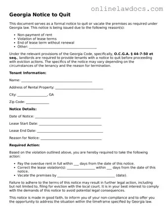 Legal  Notice to Quit Document for Georgia