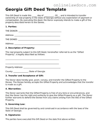 Legal  Gift Deed Document for Georgia